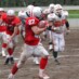 スクリメージラインを抜けたら、さらにギアチェンジしエンドゾーンを目指す RB#27岡野