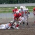 ゾーンの切れ目に素早く潜入し、ぴったりタイミングのパスで大東大DBを粉砕! WR#86堀口