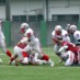 急遽RBにコンバートされ、重量を生かしたドライブを見せる RB#34井野