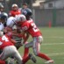 素早いリアクションで低いタックル! ゲイン許さず LB#14吉田、DB#20門内